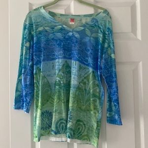 Before+Again 3/4 sleeve v neck USA made shirt xl NWOT